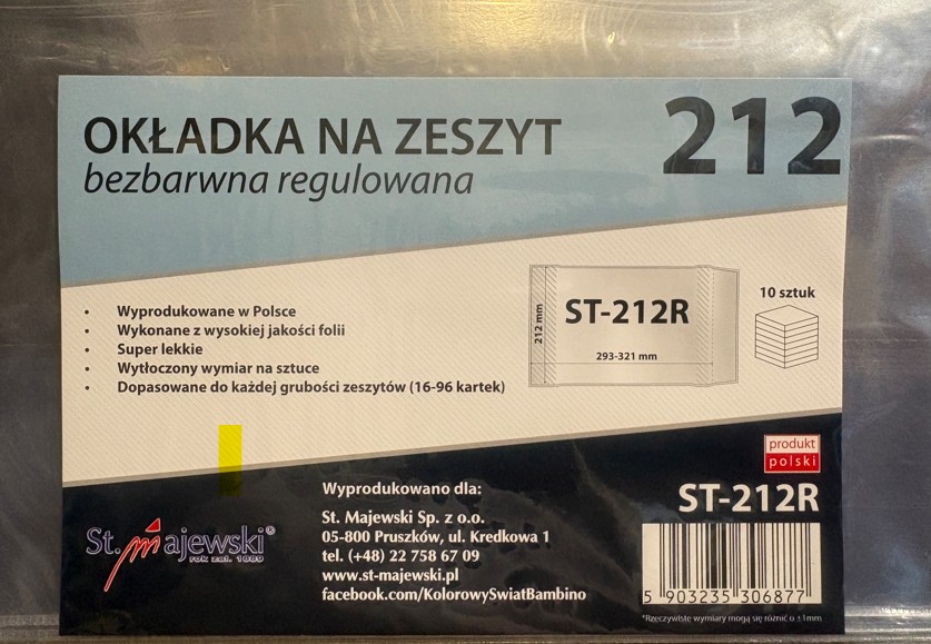 Okładka na zeszyt A5R ST-212R bezbarwna (10) 39261000 Majewski